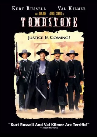 TOMBSTONE, Kurt Russell, Val Kilmer, Sam Elliott, Bill Paxton, Powers Boothe, Michael Biehn, Charlton Heston, Jason Priestley, Jon Tenney, Stephen Lang